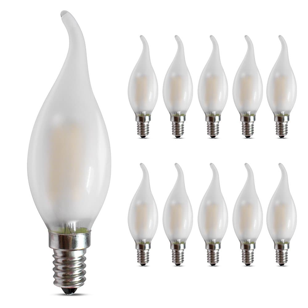 Dimmable E12 LED Candelabra Bulb 4 Watt Night Light Bulbs Soft White 400LM Vintage Chandelier Light Bulbs C35 LED Candle Bulbs Frosted Glass Flame Shape, 40watt Incandescent Equivalent, 10 Pack