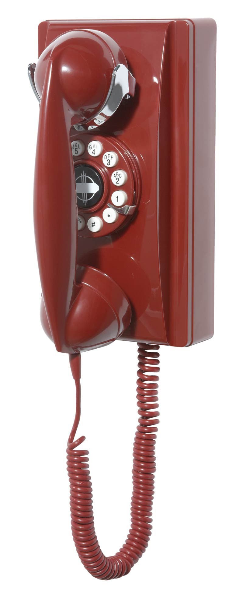 Crosley CR55-RE Wall Phone with Push Button Technology, Red