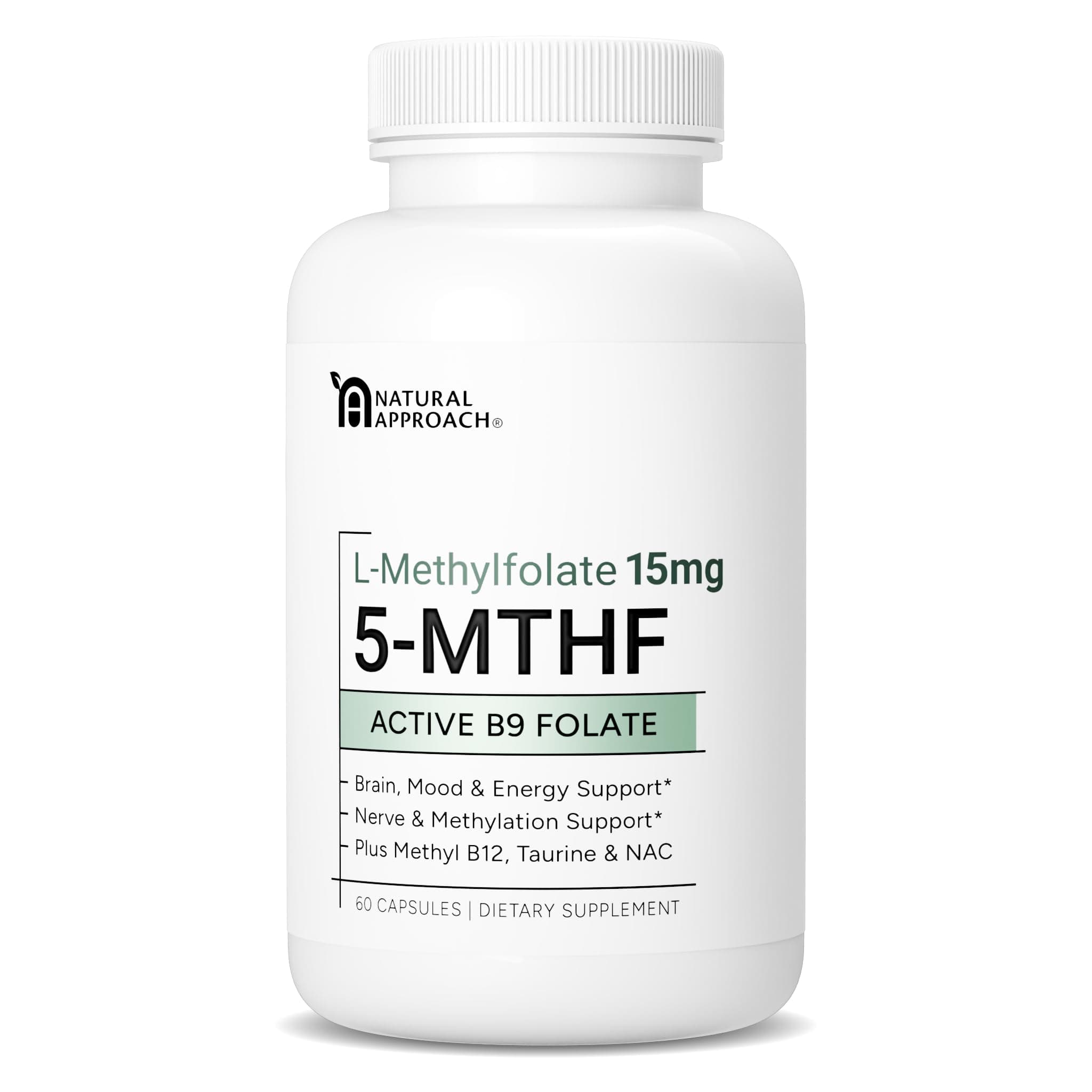 L-Methylfolate 15mg | 5-MTHF (Active B9) with Methyl B12, D3, NAC & Taurine | Premium Methylated Folate Supplement for Daily Use | Mood, Energy & Cognitive Support | 60 Capsules