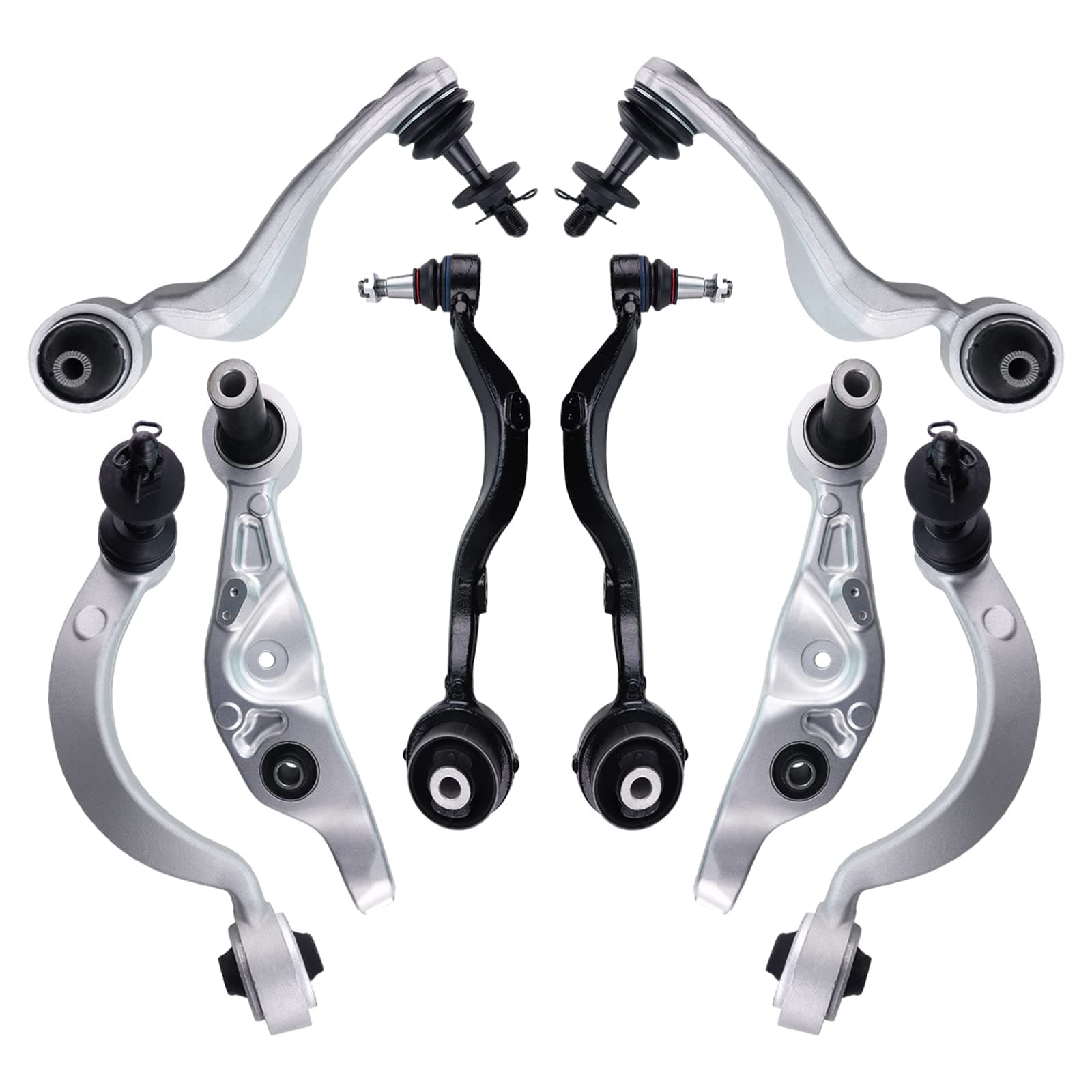 8Pcs Front Suspension Kit Left Right Upper Lower Forward Rearward Control Arm w/Bushings Ball Joint Replacement for 2007-2017 Lexus LS460 RWD -4861059095 4861059135 MS861076