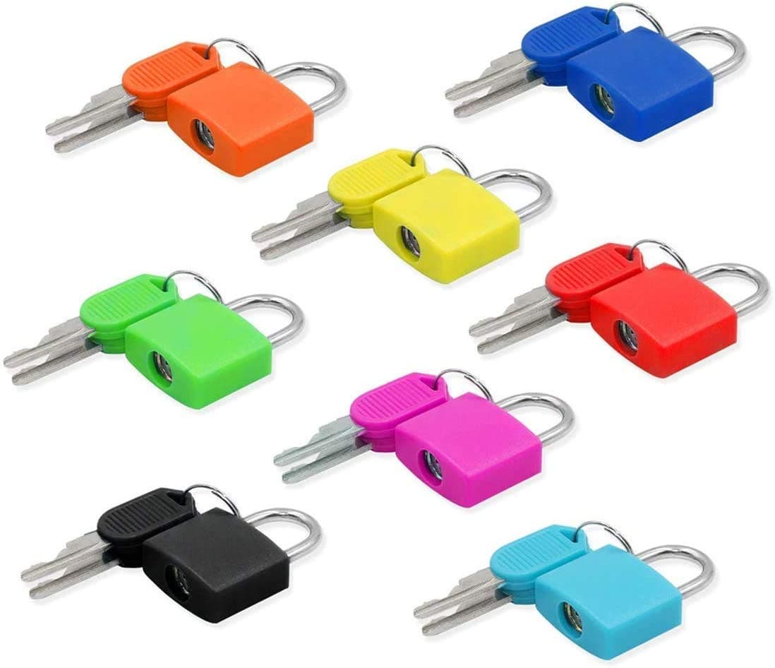 Padlock (8 Pack) Small Mini Key Locks for Luggage Lock, Backpack, Gym Locker Lock, Suitcase Lock, Classroom Matching Game and More