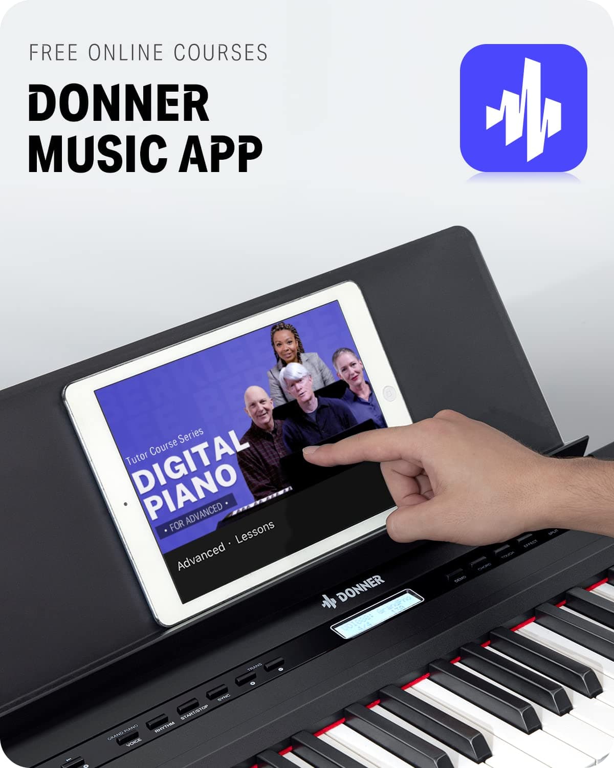 Donner DEP-20 Beginner Digital Piano 88 Keys Full Size Weighted Keyboard, Portable Electronic Piano with Furniture Stand, 3 Pedal Unit