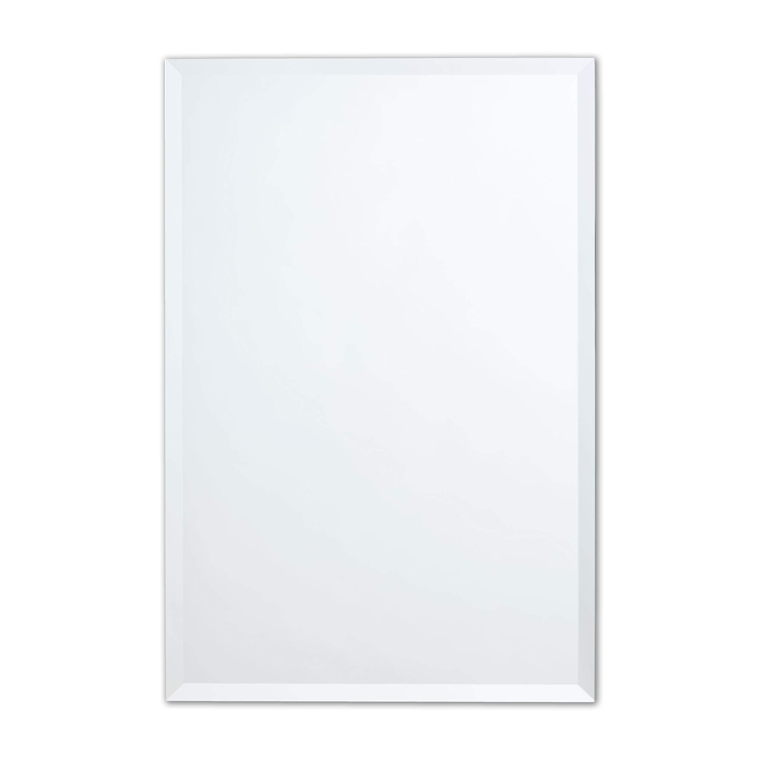 Better BevelFrameless Rectangle Mirror | 20" x 30" Bathroom Wall Mirror w/Beveled Edge | Ultra-Flush Hanging System (Horizontal or Vertical)