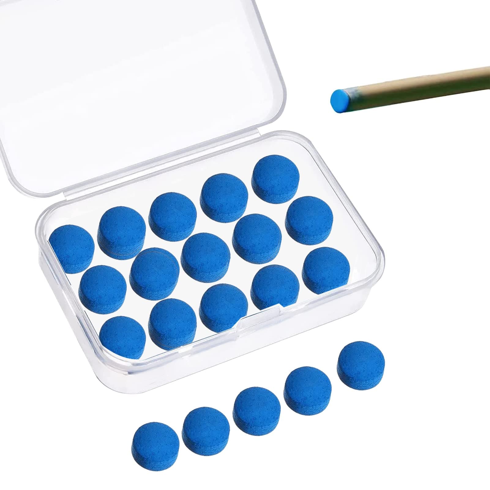 20 Pieces Cue Tips, 10mm Pool Tips Snooker Tips Blue Diamond Snooker Cue Tips Leather Pool Cue Tips Billiard Tips Snooker Cue Replacement Tips Pool Stick Tips for Pool Cues and Snooker