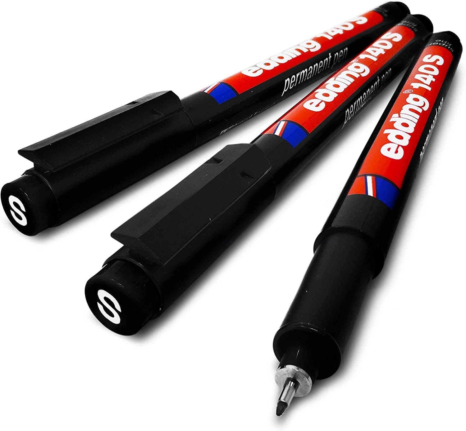 edding Permanent Pen, Fine 0.3 mm Tip, Black, Pack of 3 4-140001