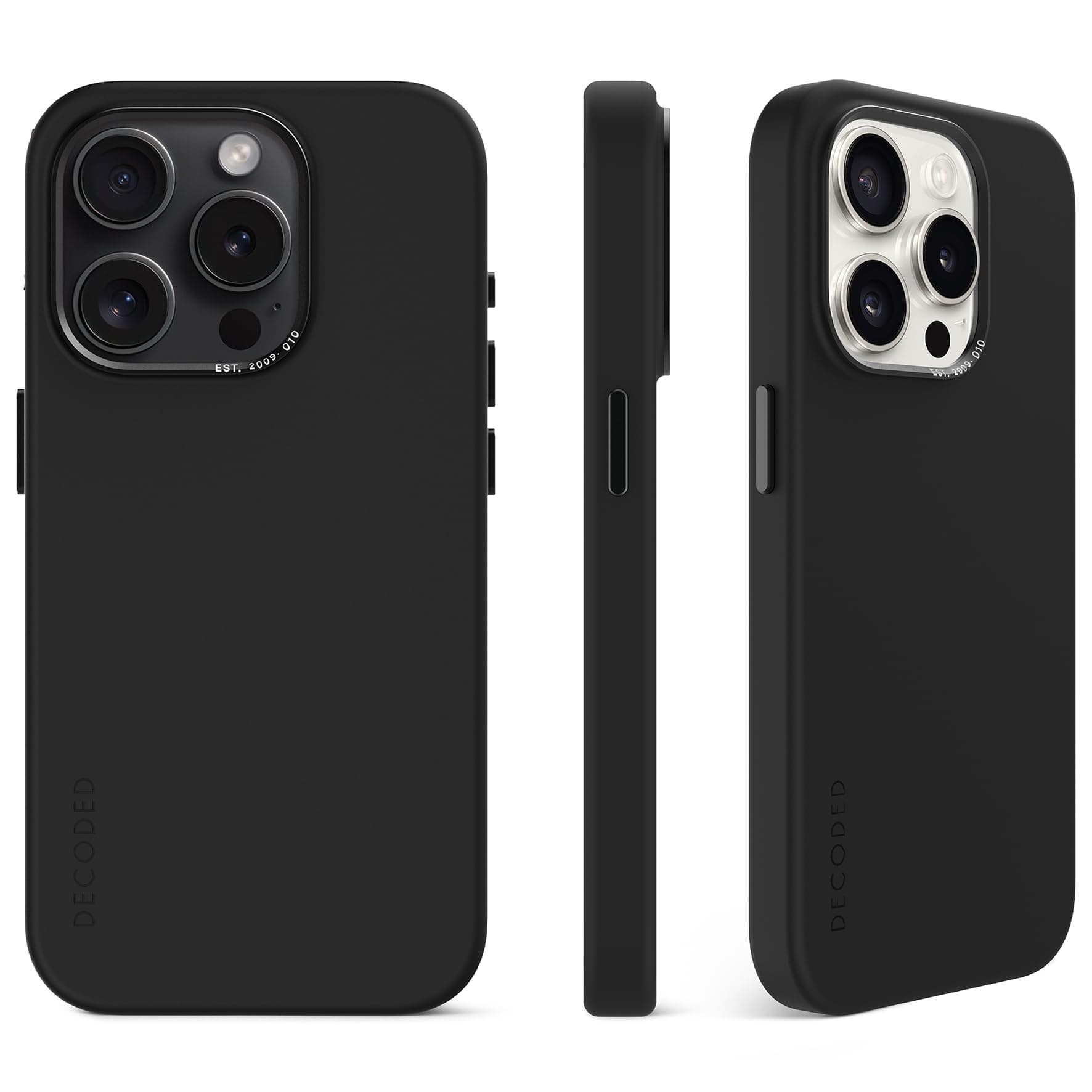 DECODEDSilicone Case for Apple iPhone 15 Pro Max (6.7 inch) - Premium Soft Touch Coating - Protective and Shockproof Phone Case - MagSafe Compatible - Microfiber Lining - Graphine Black