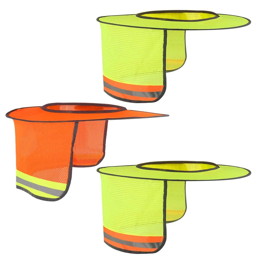 3 Pack Hard Hat Sun Shield Full Brim Mesh Hats Neck Sunshade, High Visibility Neck Sunshield w/Reflective Stripe for Hardhats