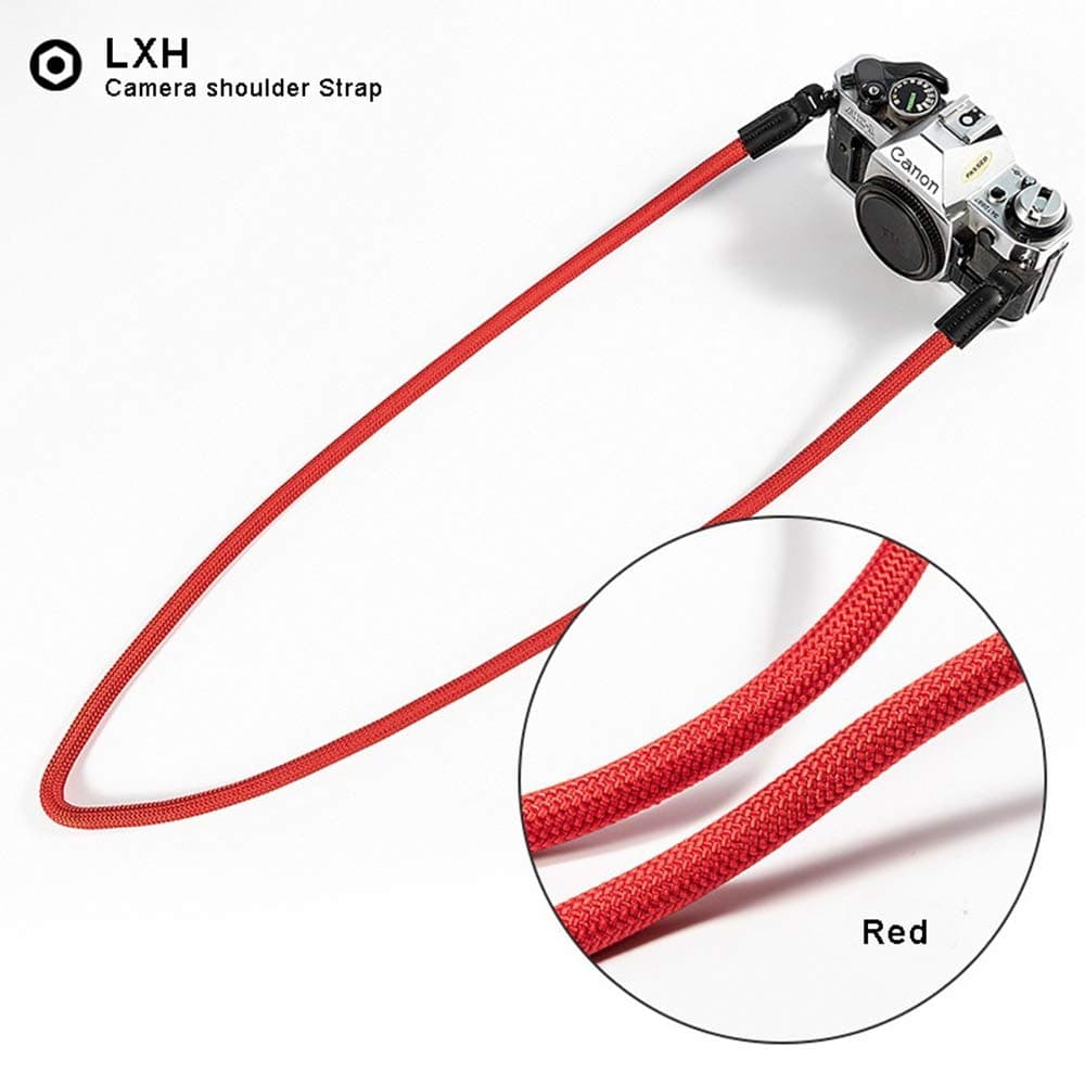 LXHHigh Strength Nylon Rope Camera Strap, Camera Rope Strap Shoulder Neck Strap Compatible with Sony A6300 A6500 A6100 A6600 A6400 A6000 RX10 IV X100F(Red)