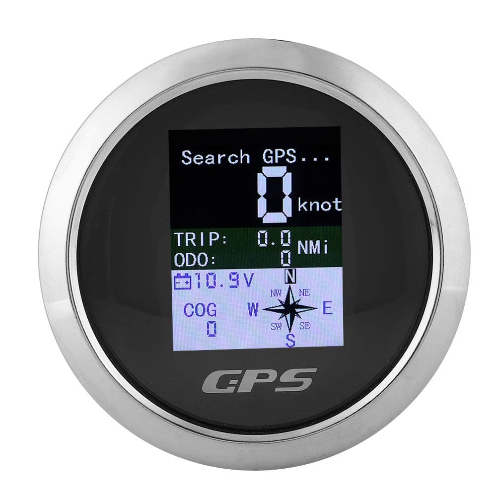 85mm Digital GPS Speedometer LCD Speed Gauge Odometer Course Speedometer GPS Car Boat Engineer Adjustable Stainless Waterproof Digital Gauges (black)