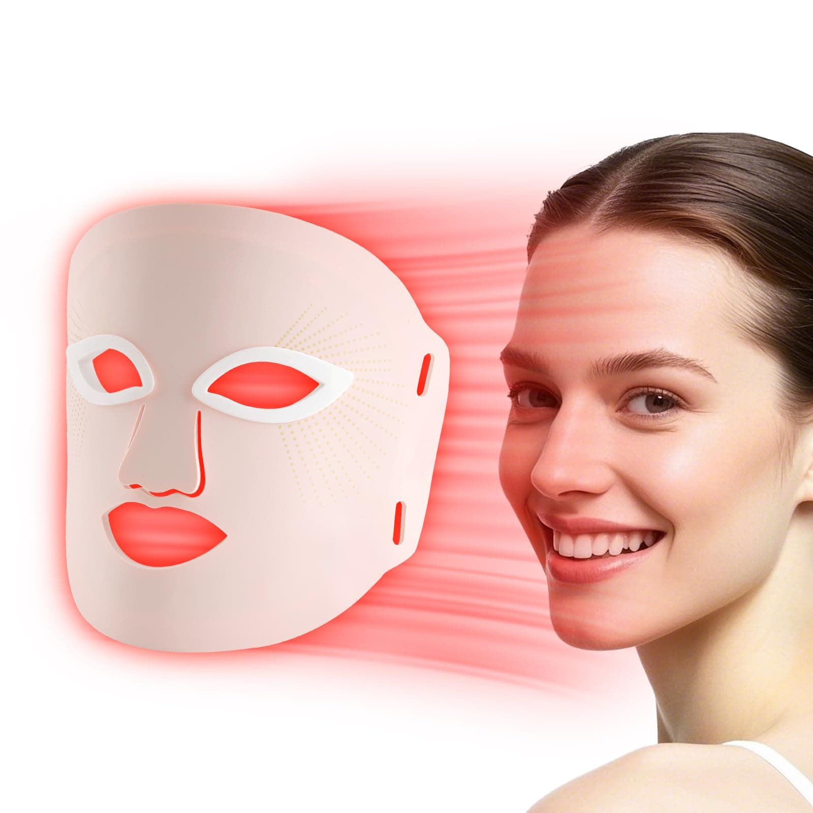 Red Light Therapy Mask, Red Light Therapy for Face, 7 Colors LED Facial Mask for Wrinkle Remove & Anti Aging, Skin Care Home Travel Use,Pink (Upgraded Version)
