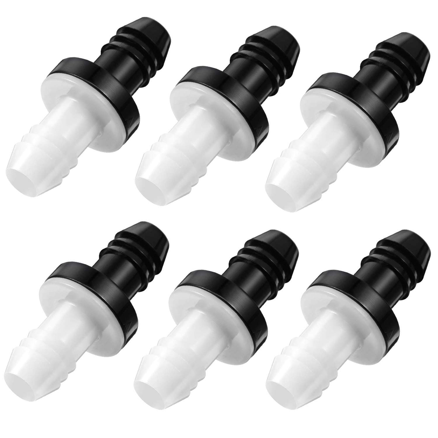 6 Pieces One Way Inline Check Valve Bulk 3/8 Inch 10 mm ABS Plug-in Check Valve Fuel Water Gas Air One-way for Liquids and Gas