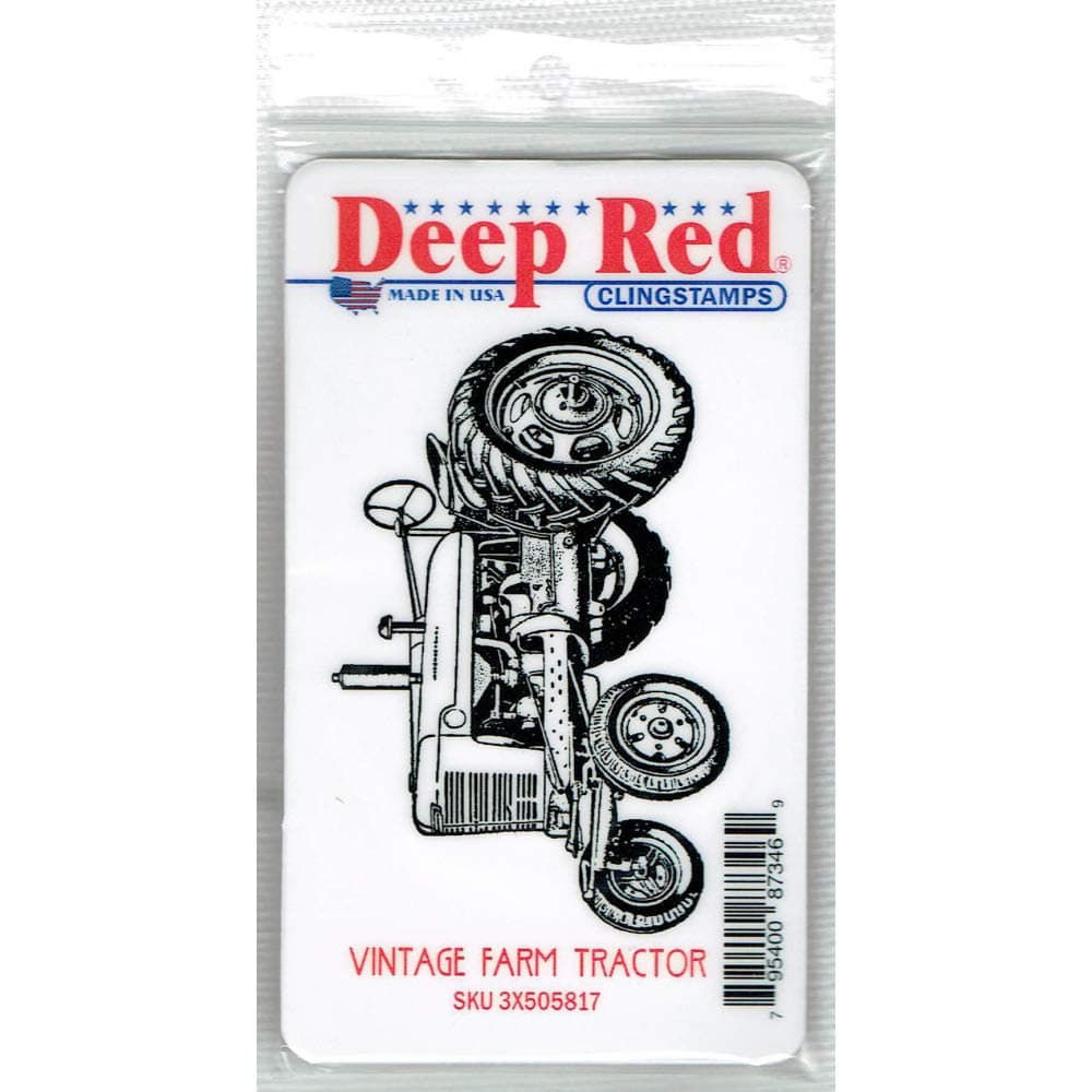 Deep Red StampsDEEP RED Cling Stamp VNTG TRCTR, White, One Size
