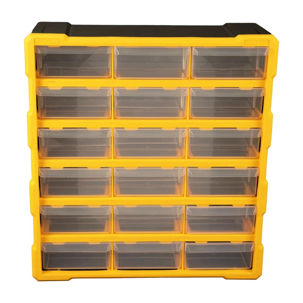 Alkon Plastics Component Organiser with 18 Multiple Drawers (ACO18) Small Parts Storage|Jewellery | Pharmacy | Craft | Medicine | Nuts | Screws | Bolts | Stationery | Clinic | Hospital