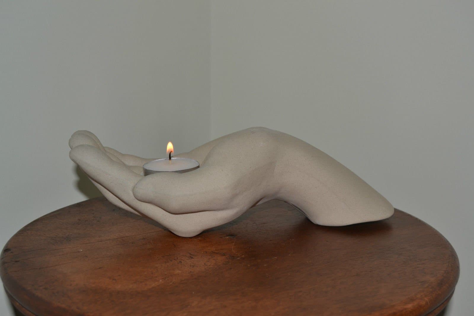 Handmade Ceramic Single Cupped Hand Tealight Candle Holder