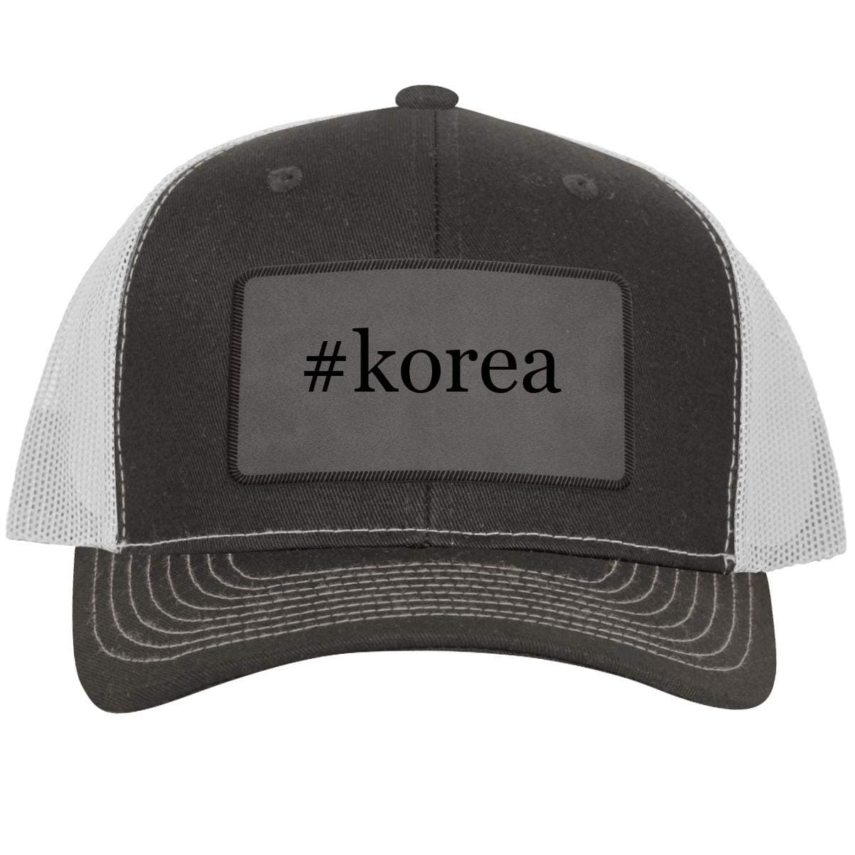 One Legging it Around #Korea - Hashtag Leather Grey Patch Engraved Trucker Hat