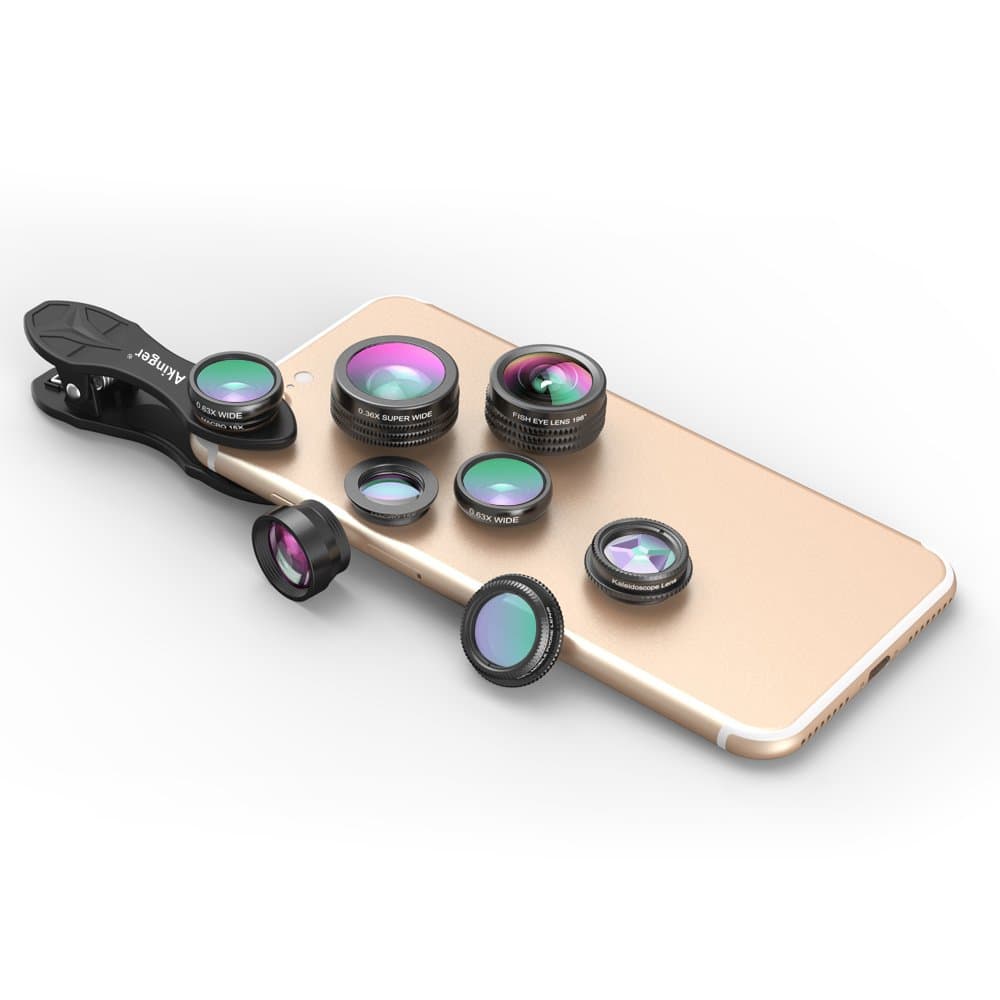 Akinger HD Camera Lens Kit for iPhone 6/ 6s Plus/SE/Samsung Galaxy S7/S7 Edge/S6 Edge and Other Android Smart Phone (LE7, black)