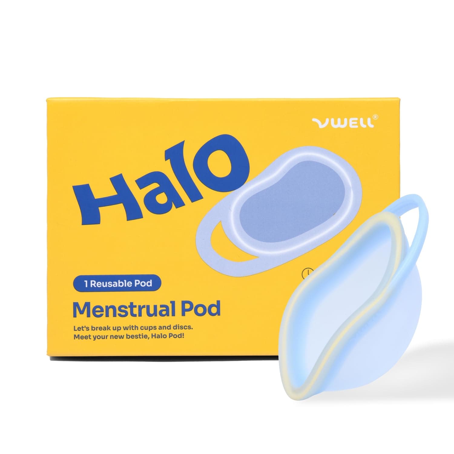 Halo Menstrual Disc Pod - One-Handed Insertion - Pull Tab for Easy Removal - Reusable Medical-Grade Silicone - Menstrual Cup, Disc, Tampon, Pad Alternative - 12 Hours Protection, Equals 10 Tampons