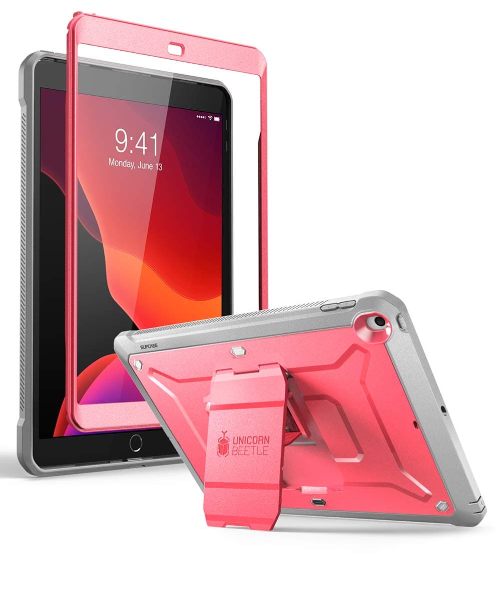 for iPad 9th Generation Case with Screen Protector (Unicorn Beetle Pro), [Built-in Stand] Heavy Duty Rugged Protective Case for iPad 10.2 9th / 8th / 7th Generation (2021/2020/2019), Pink