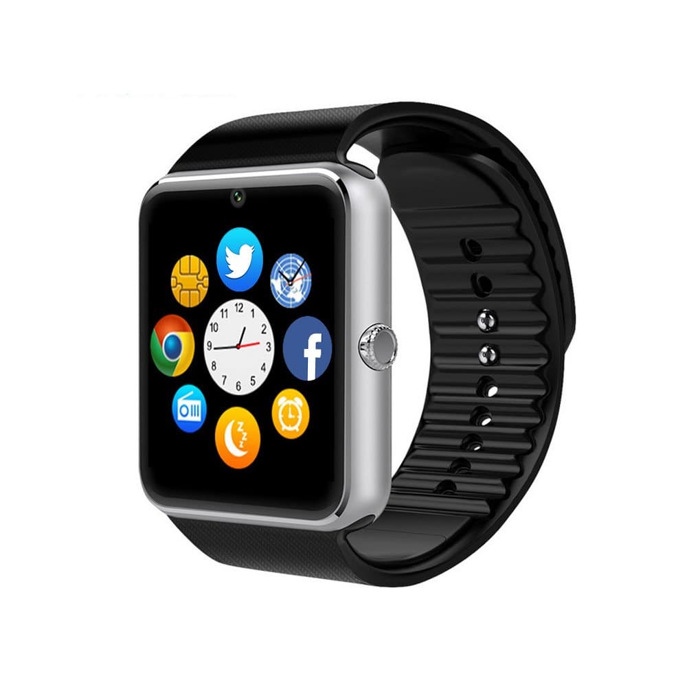 CulturesIn GT08 Smart Watch with Touch Screen, Bluetooth, Camera, SIM Card Slot, Pedometer, Sleep Monitoring for Android (Functions) and iOS (Function Adapter)