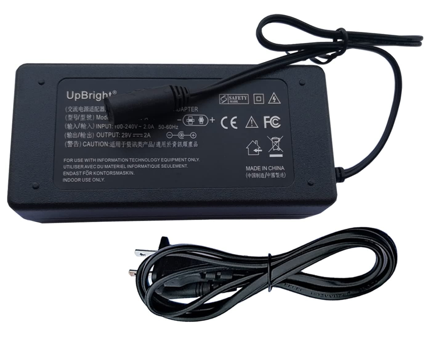 UpBright 2-Prong 29V AC/DC Adapter Compatible with RS RS0602-290200-US Dongguan Gaoyi Electronic For Electric Lift Chair or Power Recliner 2A 58W Power Supply Cord Battery Charger (w/ 2-pin Connector)