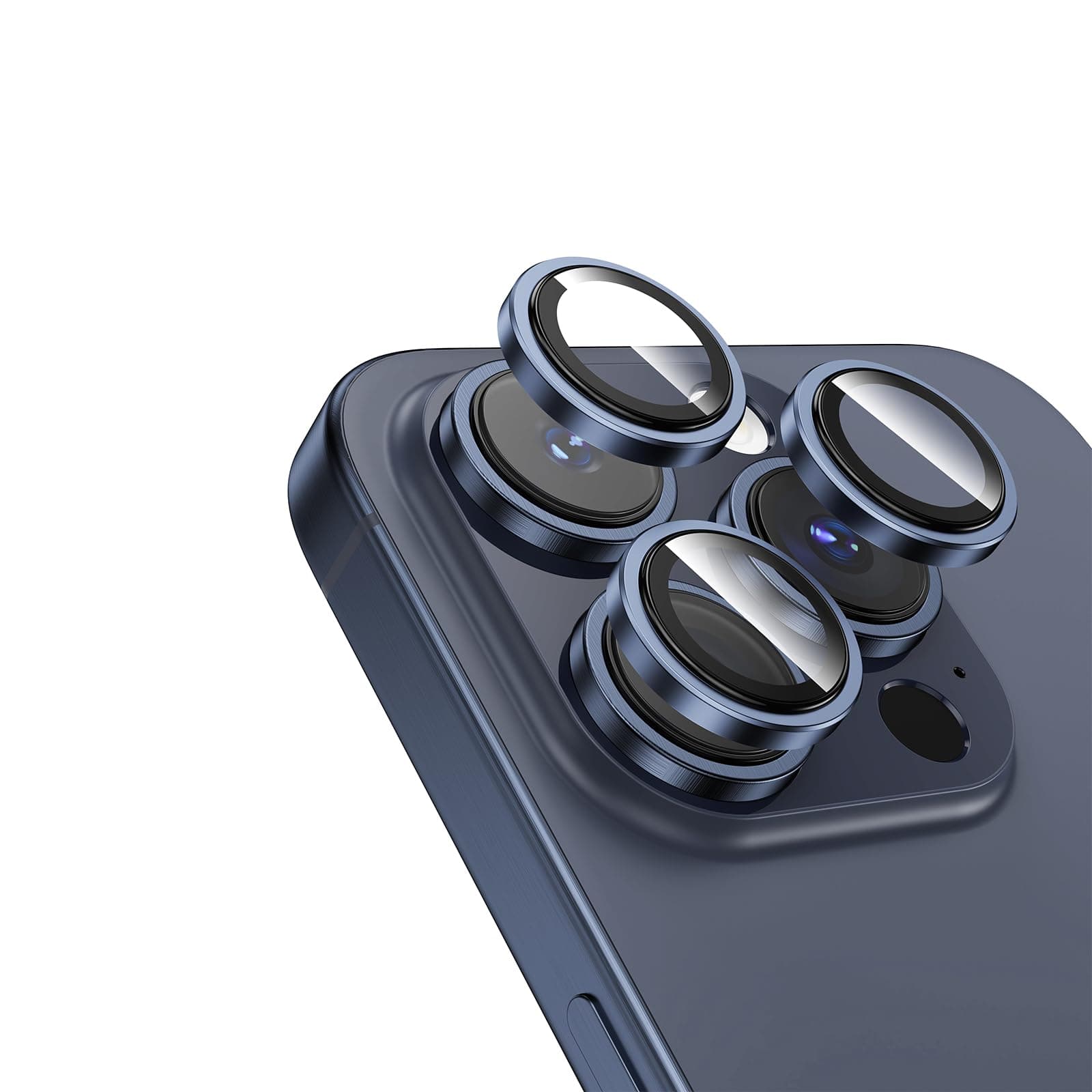 Phone Planet Compatible for iPhone 15 Pro Max/15 Pro Camera Lens Protector, [Keep Lens Original Design] [Military-Grade Drop Protection] 9H Tempered Glass Camera Cover Protector Accessories,Dark Blue
