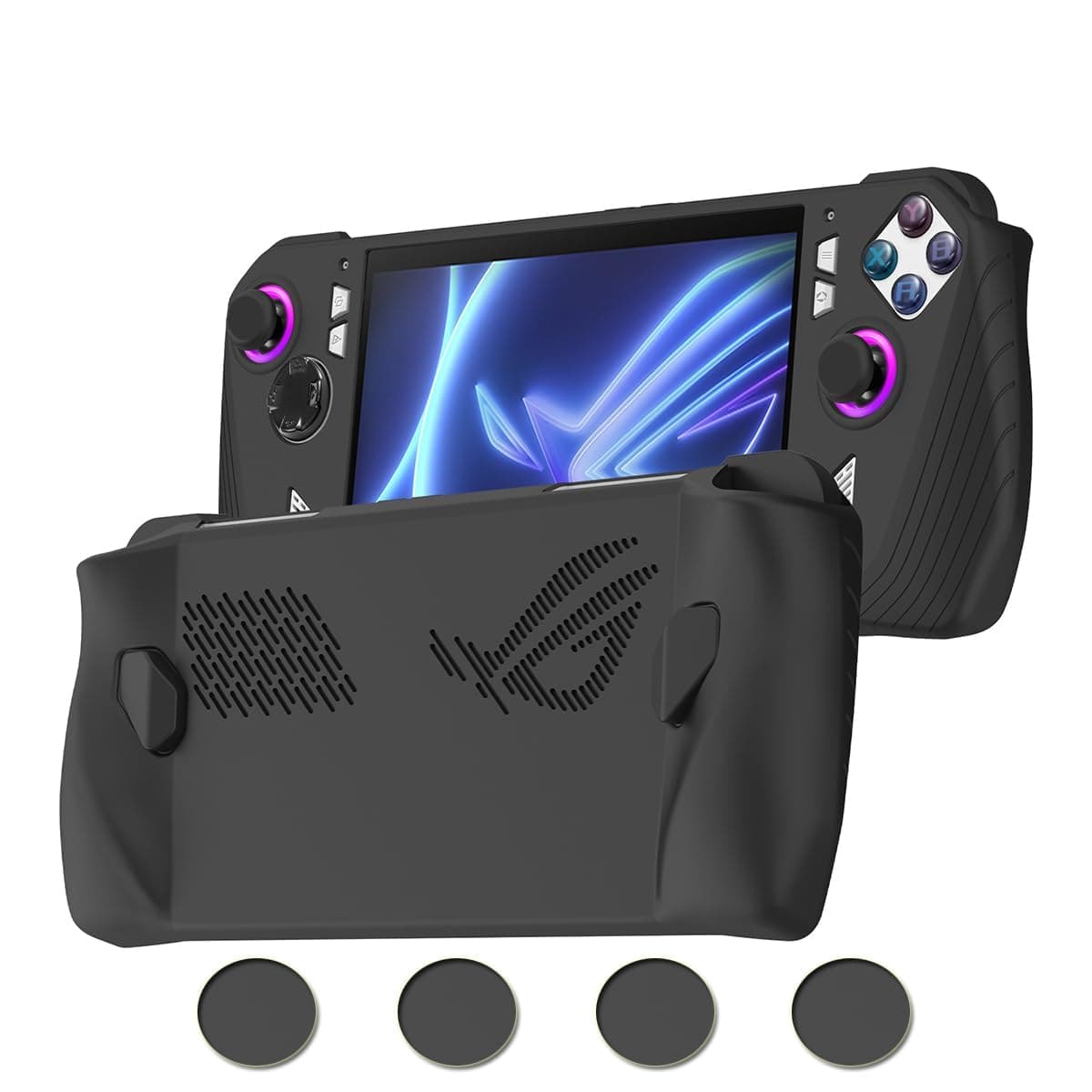 Silicone Protective Case Compatible with ASUS Rog Ally Gaming Handheld Case/Gaming Console Silicone Case Anti-Slip Shockproof Cover w/Non-Slip Thumb Grips (Black)