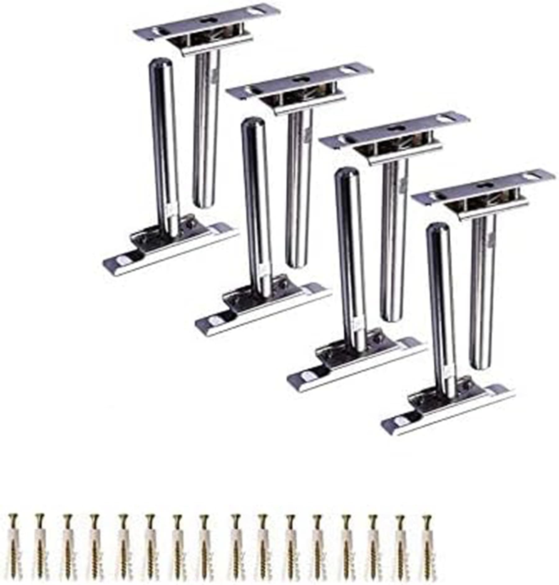 VinBee 8 PCS Floating Shelf Bracket Blind Shelf Support Hidden Brackets for Floating Wood Shelves- 4 inches Silver （Including Screws)