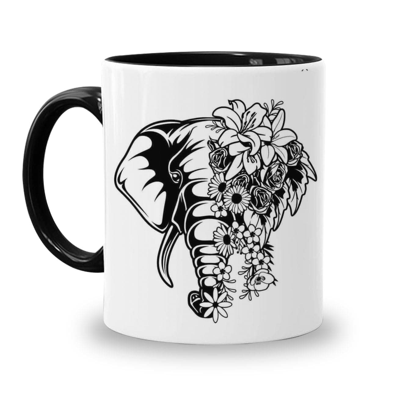 Make my click Elephant Design Mug Elegant Ceramic Coffee Cup with Intricate Elephant Artwork