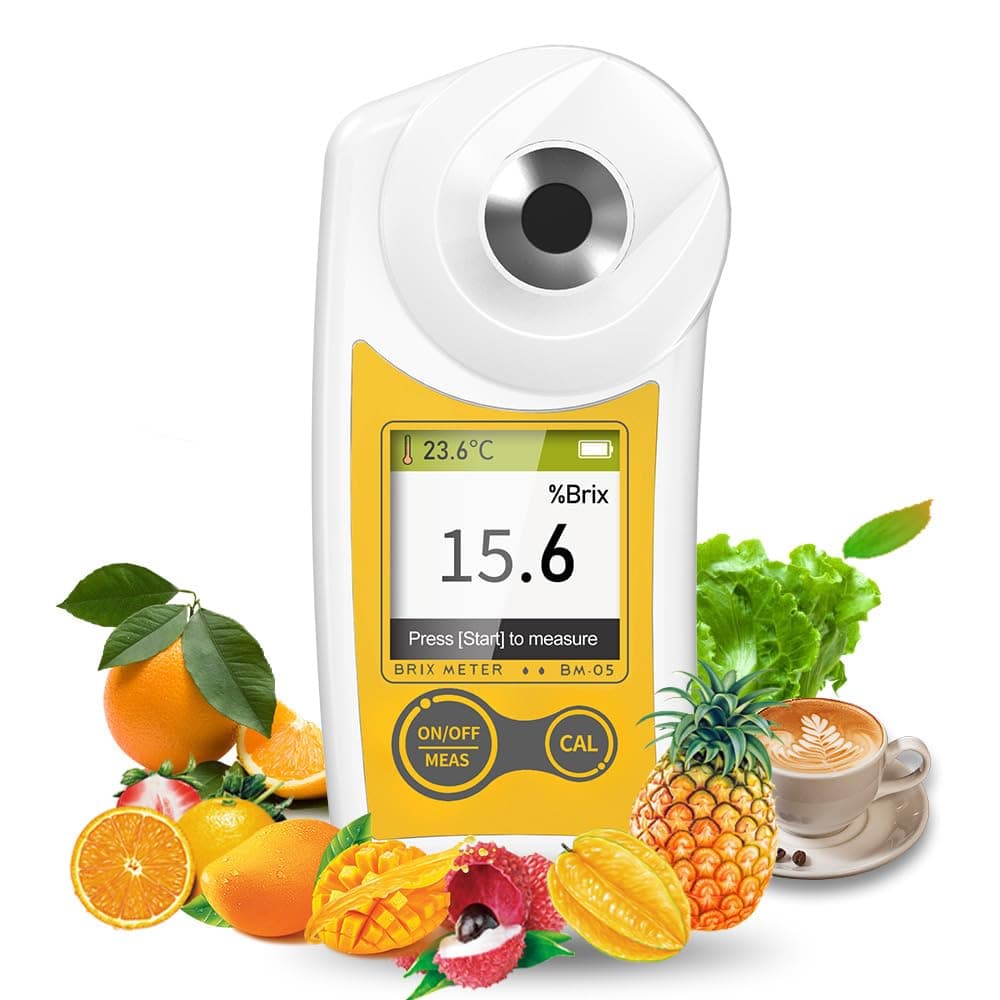 Digital Brix Refractometer brix Meter Refractometer USB C Charging Automatic Temperature Compensation Brix Refractometer Range 0-55%,±0.1% Precision