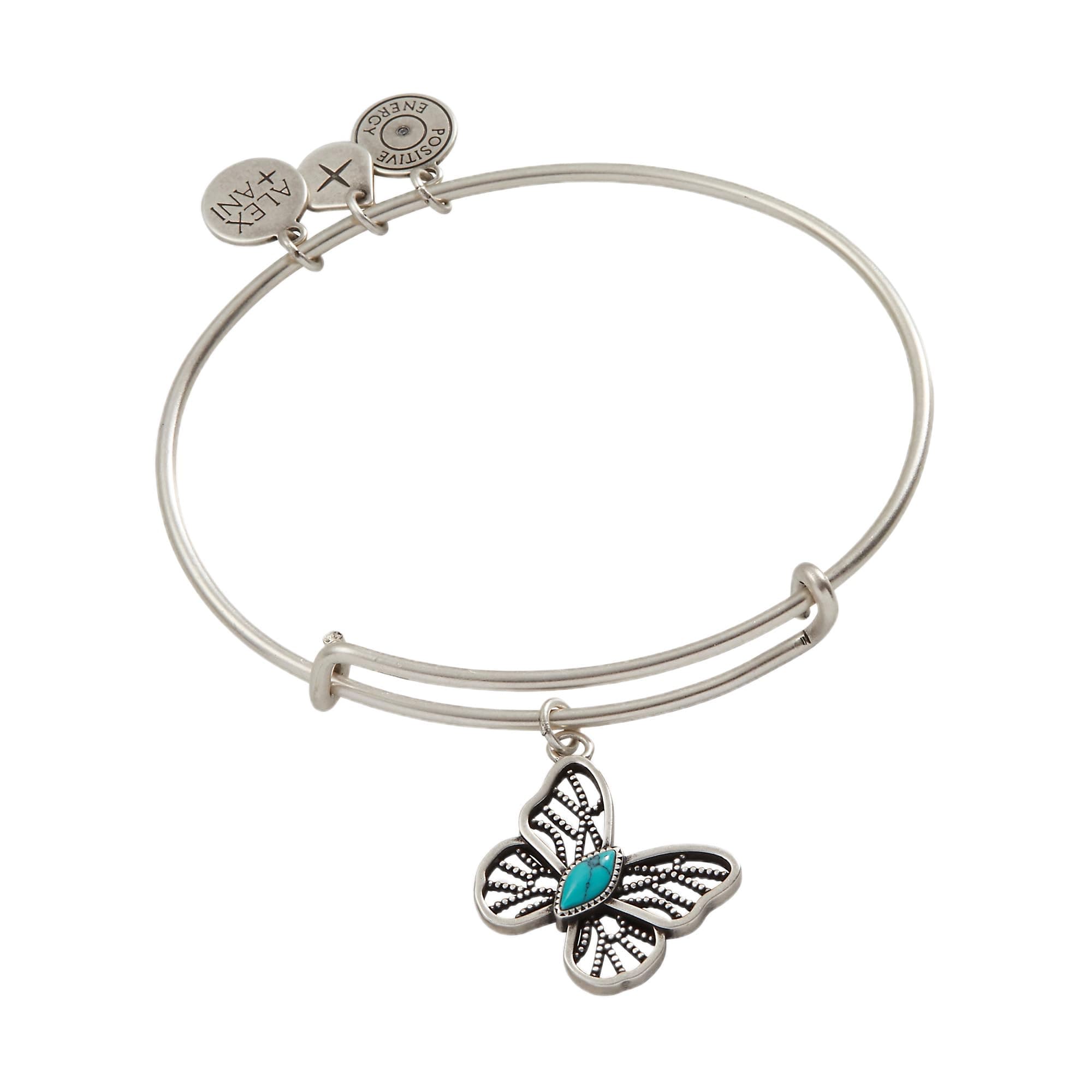 Turquoise Filigree Butterfly Charm Bangle