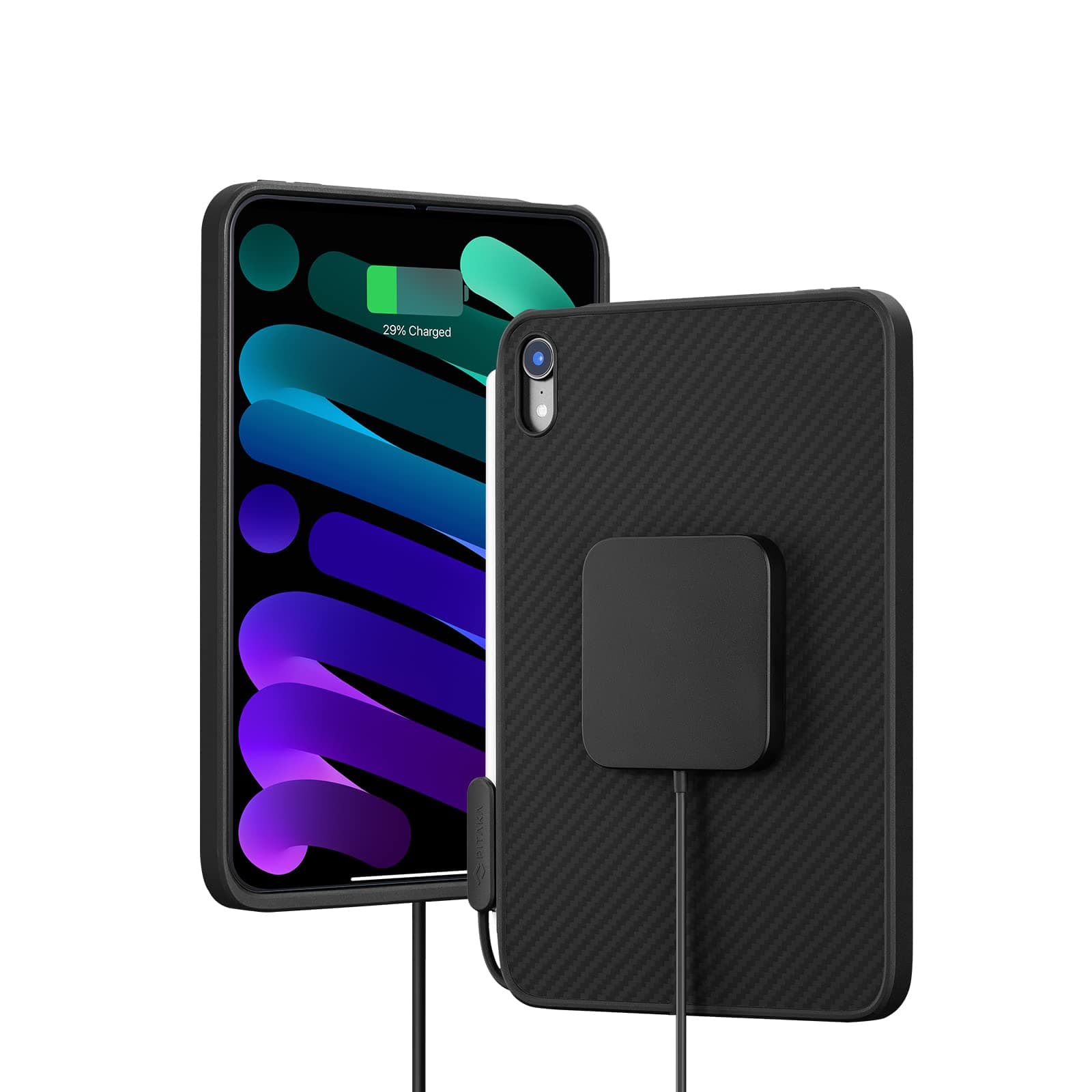PITAKA iPad mini 6 Case [MagEZ Case Pro+Pita!Flow Charger] Magnetic Wireless Charging-like Drop-Tested Case Aramid Fibre Made, Slim Fit All-Round Protective Cover with 3D Grip Touch