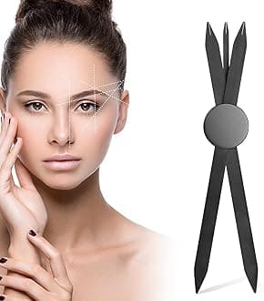 Eyebrow Ruler Stainless Steel Tattoo Eyebrow Stencil Ruler Three-Point Positioning Permanent Eyebrow Makeup Measuring Symmetrical tool(Black) LB000249-1
