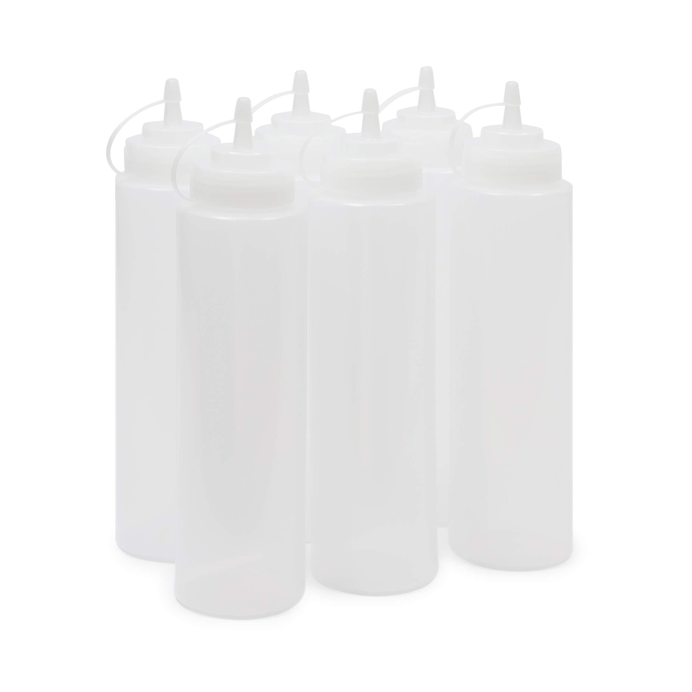 JuvalePlastic Condiment Squeeze Bottles (Clear, 32 oz, 6 Pack)
