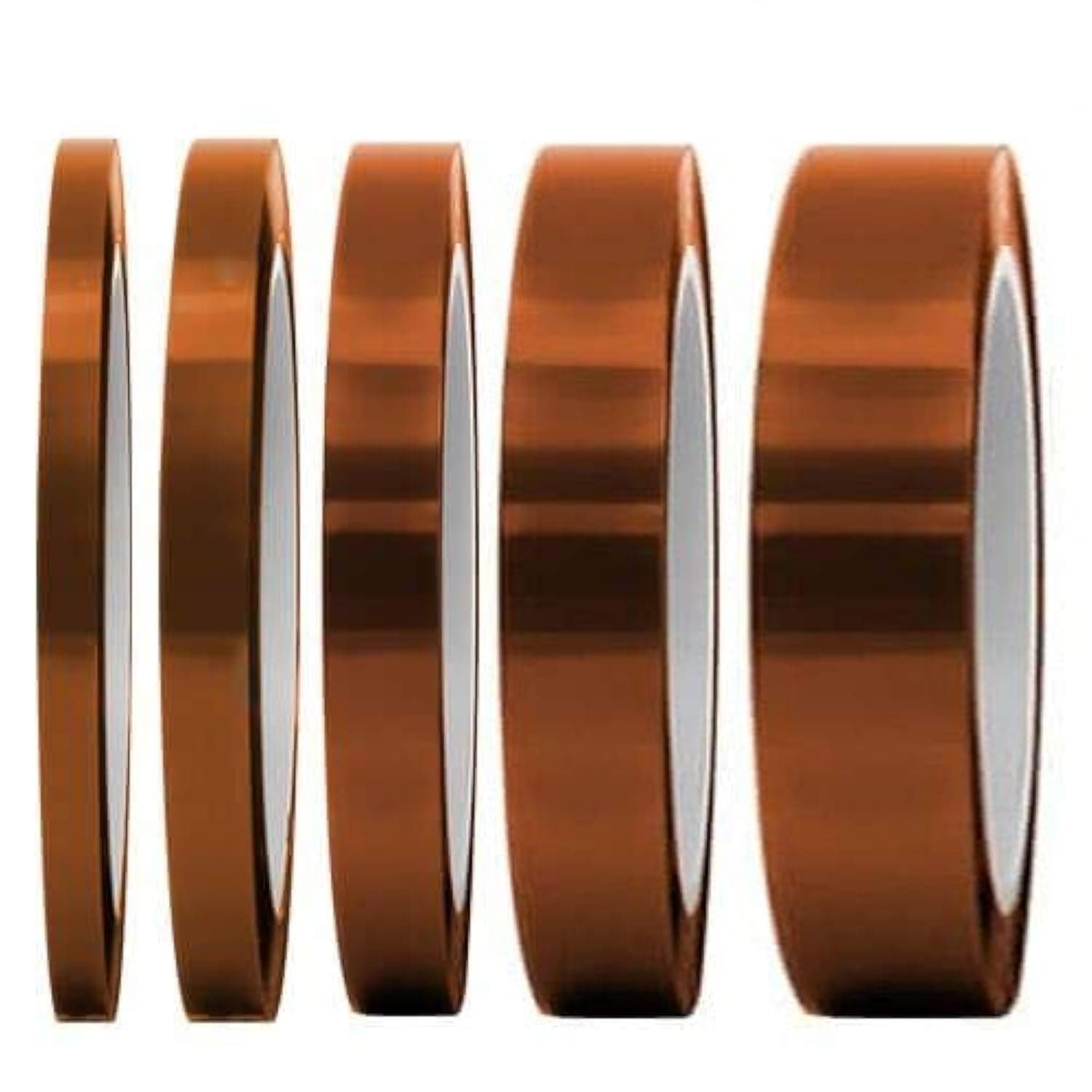 High Temp Tape, 5 Pack Multi – Sized 1/8”, 15/64”, 15/64”, 15/32”, 5/64”, Heat Resistance Up to 280℃ (536℉)
