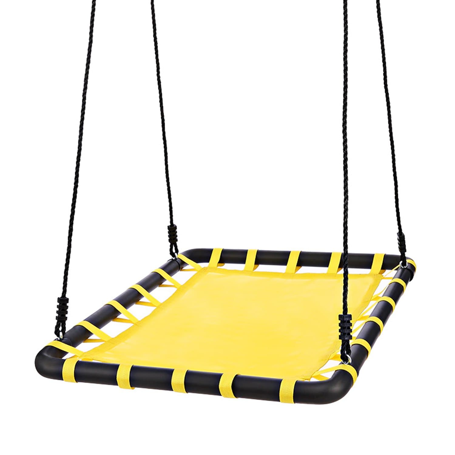 Tomasa Giant Mat Platform Swing Square Tree Swing 40" x 30", Heavy Duty Materials, Room for Multiple Children [UK STOCK] (Yellow)