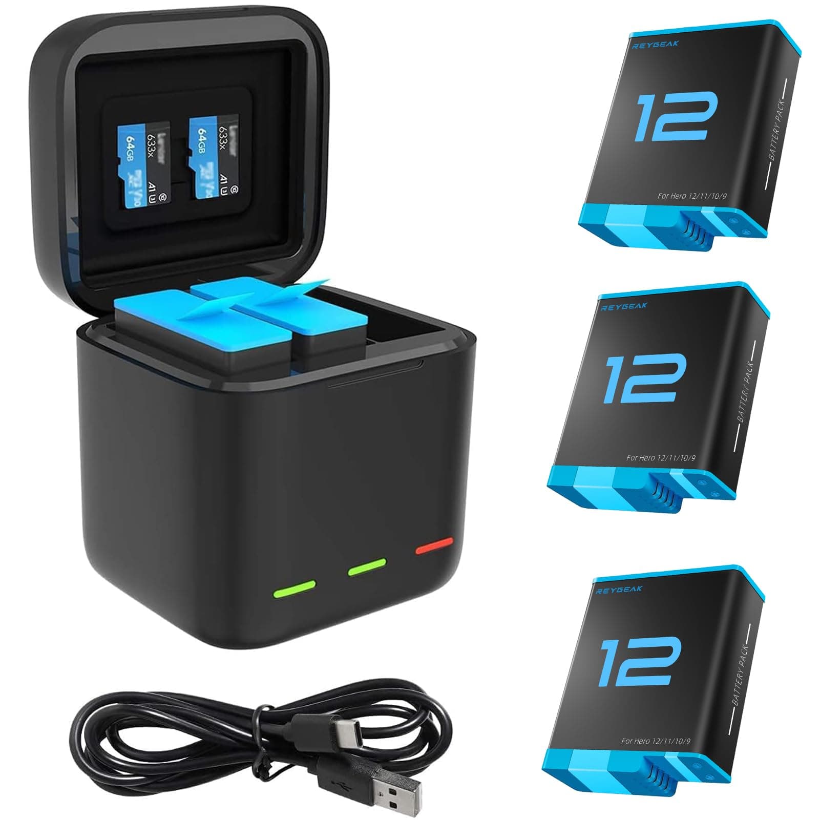 storage charger & 3 batteries