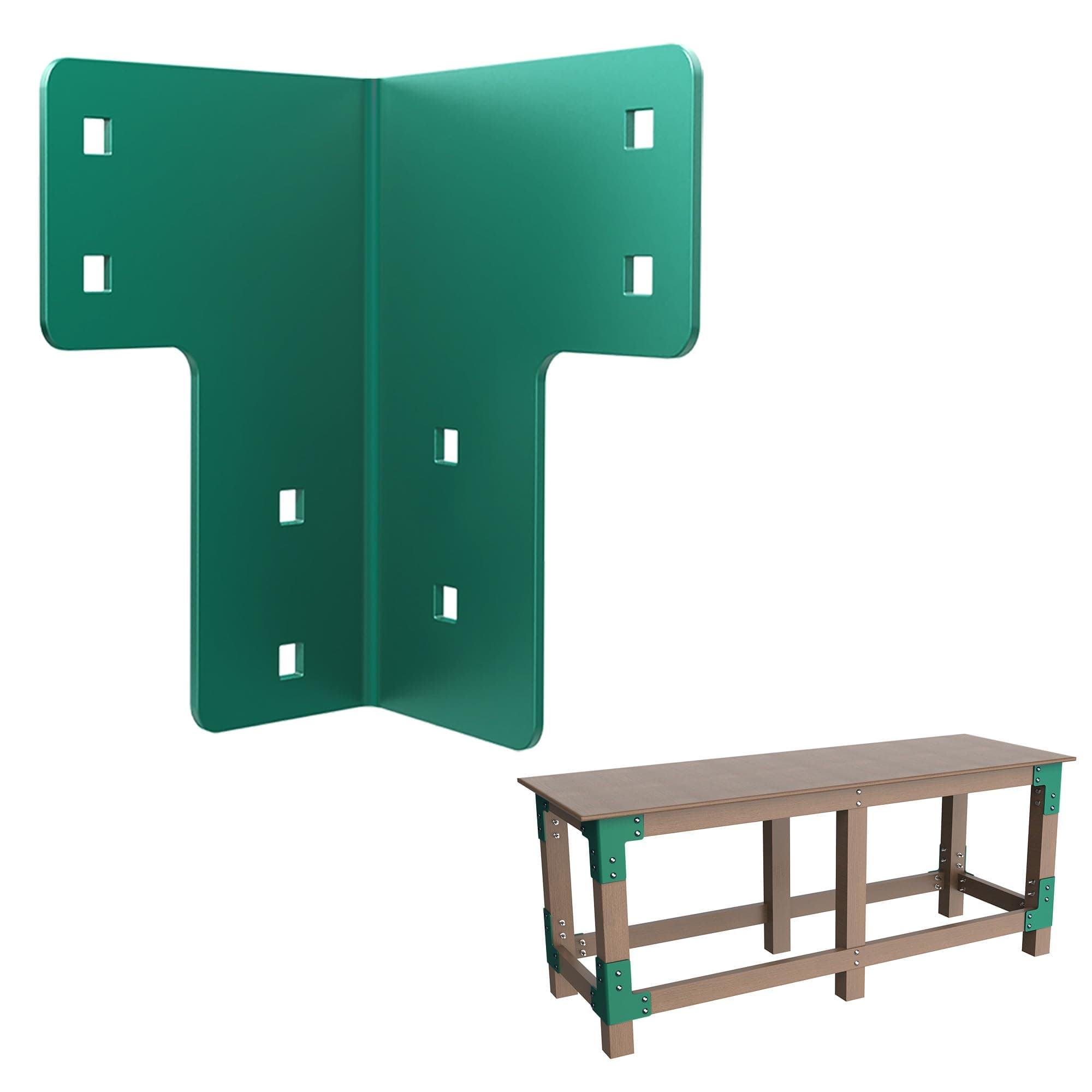 Heavy Duty Workbench Kit - Garage Workbench Legs Brackets, 8 PCS 5mm Green, Corner Brackets for Wood Workbenches, for DIY Shop Tables, Woodworking, Workshop Shelves, Planer Stands, Gazebos