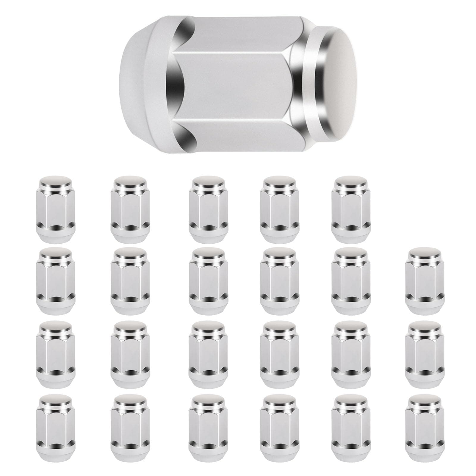 SCITOO 24PCS ChromePlated Wheel Lug Nuts Spline Closed End Socket Thread 7/16-20 Lug nut for Chevrolet for GMC for Toyota