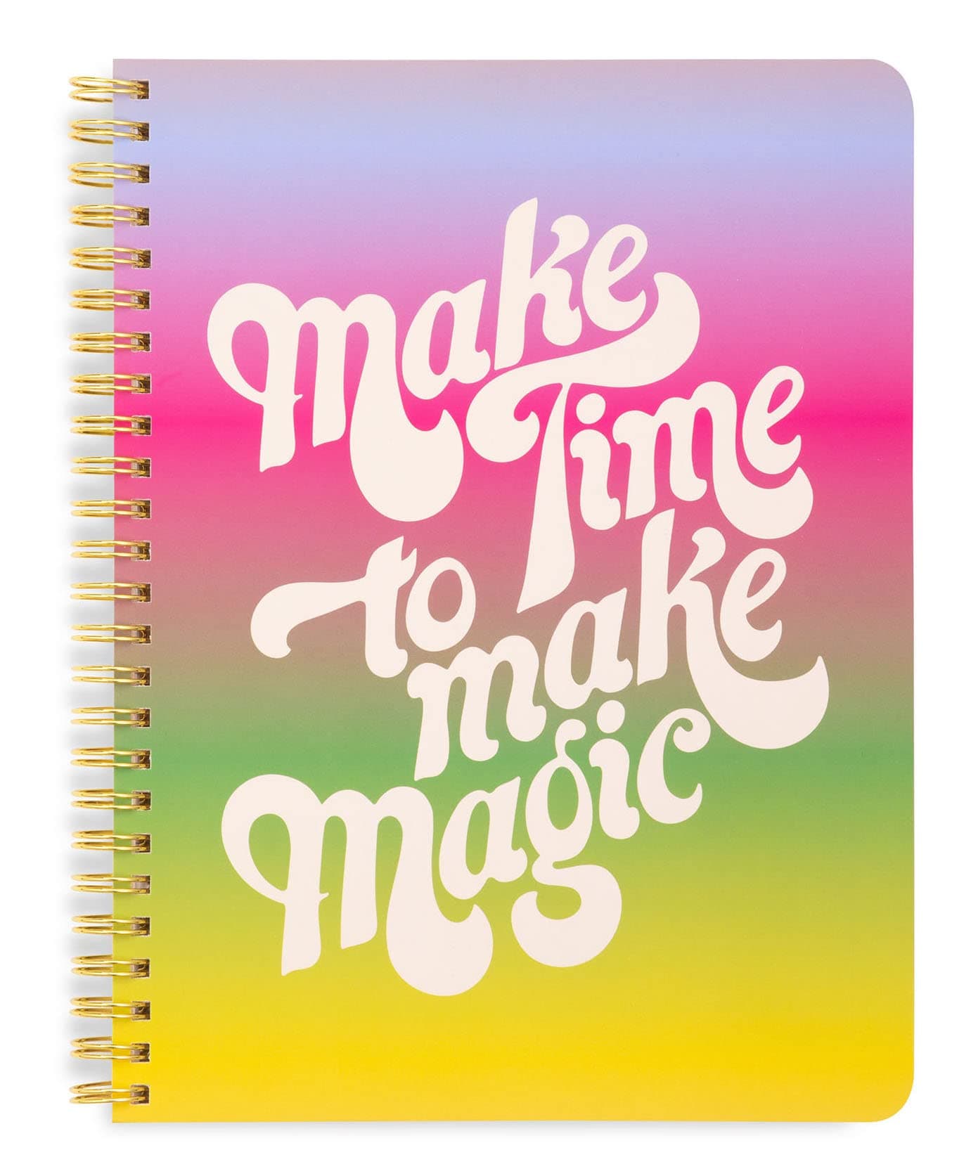 ban.do Rough Draft Mini Spiral Notebook with Saying, 8.5" x 6.75" with Pockets and 160 Lined Pages, Make Time to Make Magic