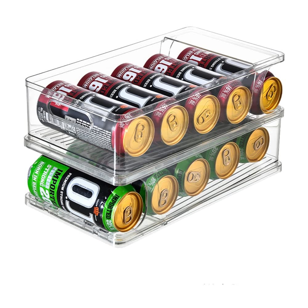 Xicennego2-Tier Large Stackable Soda Can Organizer for Refrigerator - For Tall Cans of 500ml/17oz - Fridge Can Organizer Dispenser, Beverage Can Holder for Refrigerator, Pantry, Cupboard
