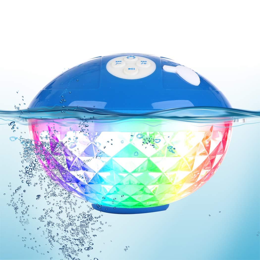 Bluetooth Pool Speaker with Colorful Light, Portable Floating Pool Speaker IP68 Waterproof,Built-in Mic, Floatable Crystal Clear Sound Wireless Bluetooth Hot Tub Speakers for Pools Spa Outdoor