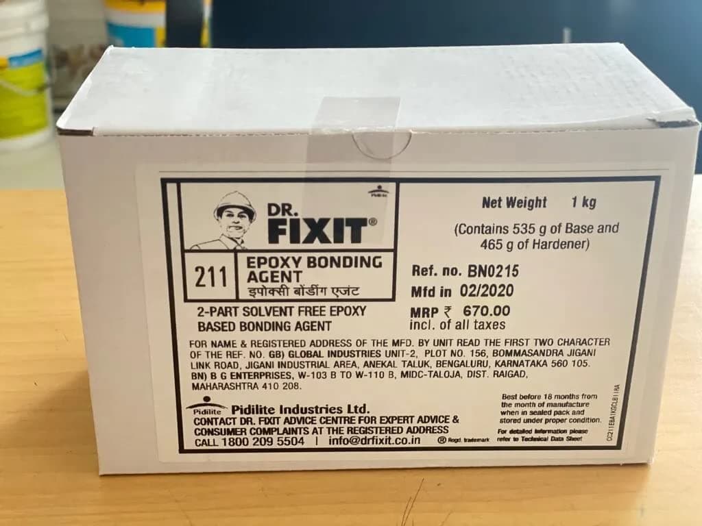 Dr. Fixit Epoxy Bonding Agent - 1Kg, Suitable for Bonding new to old concrete, bricks and steel components, bricks, tiles - Waterproofing Expert Agent