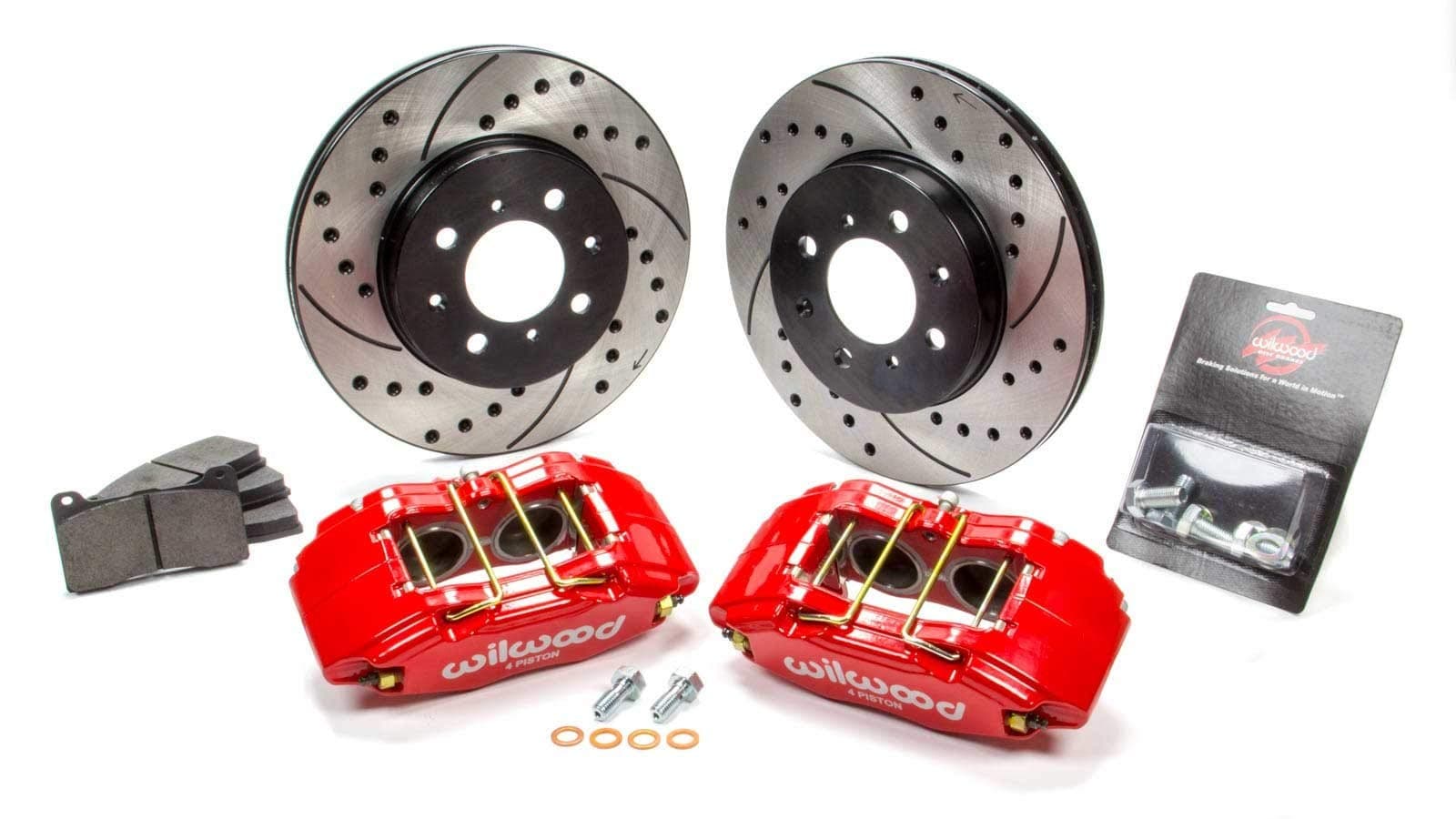 Wilwood Brake System, Forged DPHA, Front, 4 Piston Caliper, 10.320 in Drilled/Slotted Iron Rotor, Offset Hat, Aluminum, Red Anodized, Acura Integra/Honda Civic/Fit 1990-2013, Kit