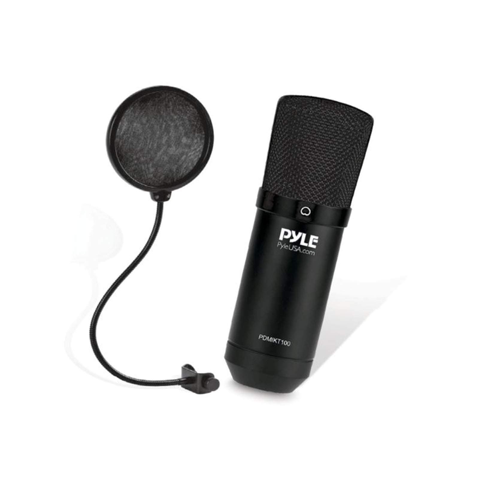 PyleComputer Desktop USB Microphone Kit - Audio Recording Cardioid Condenser Mic W/Stand, Gooseneck Pop Filter, for Gaming, Podcast, Streaming, Studio, Works W/Windows PC, Laptop, Mac - Pdmikt100