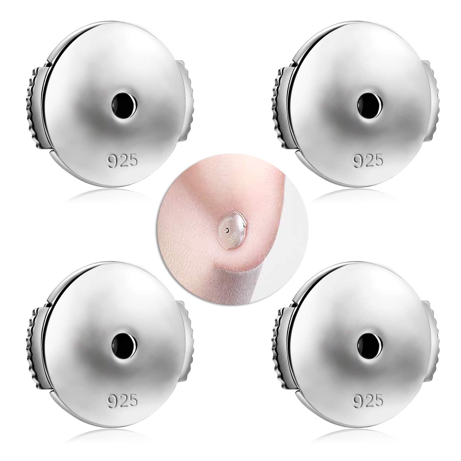 4 Pcs Earring Backs 925 Sterling Silver Plated with 14K Gold Earrings Back Locking Earring Stopper Backings