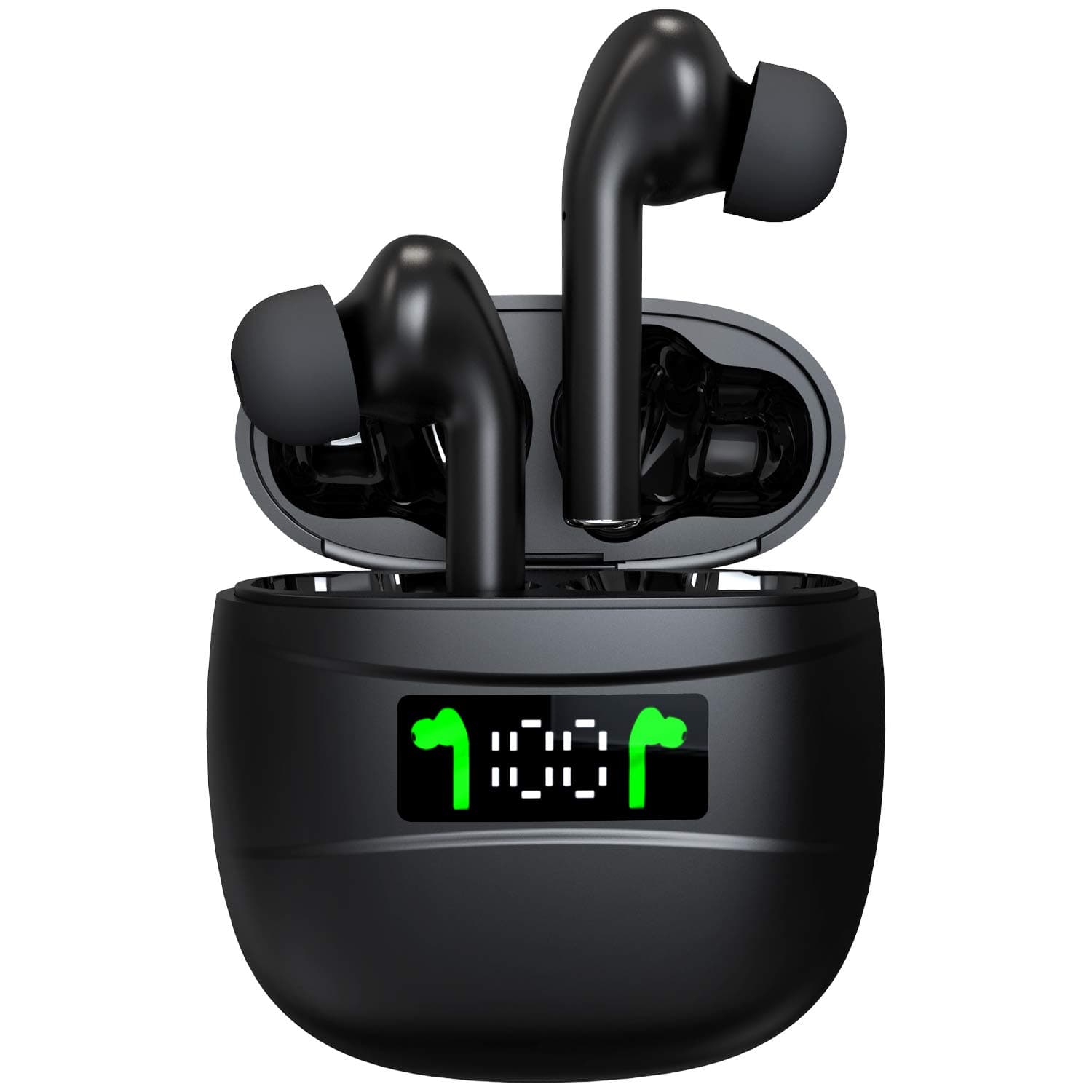 Rocxf Latest Upgrade Bluetooth 5.2 True Wireless Earbuds with Led Display Charging Case Waterproof Earbuds 30 Hours Playtime Built-in Mic Earbuds HiFi Premium Sound with Deep Bass for Sport,Black