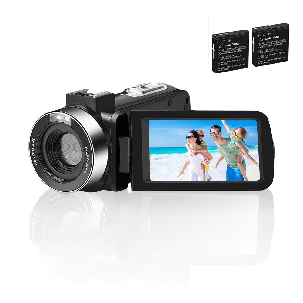 Video Camera Camcorder Comkes Digital vlogging Camera for YouTube Full HD 1080P 30FPS 30.0MP 18X Digital Zoom Camcorder with 2 Batteries and Remote Control