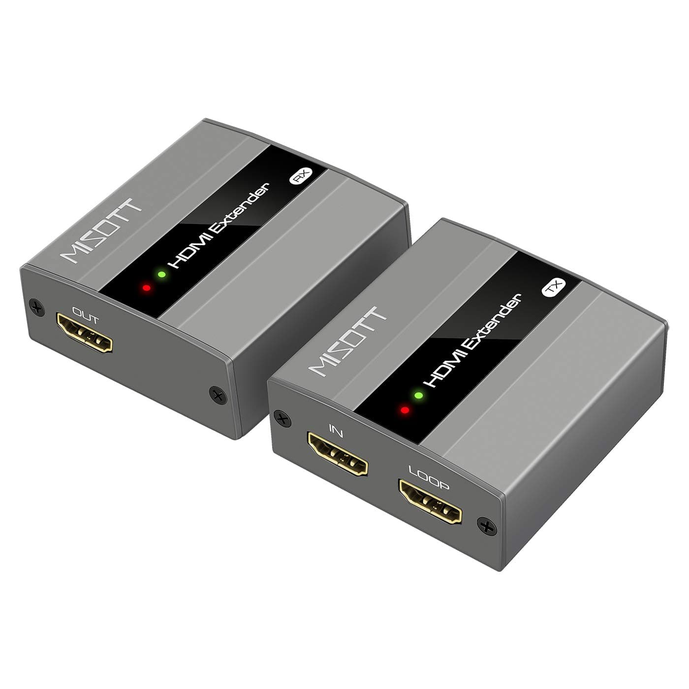 60 Meters HDMI Extender with Loop Out, HDMI Transmitter and Receiver Over Single RJ45 Cat5e Cat6 Cat7 Ethernet Cable Up to 196ft(60m), Supports 1080P, 3D, HDCP, EDID