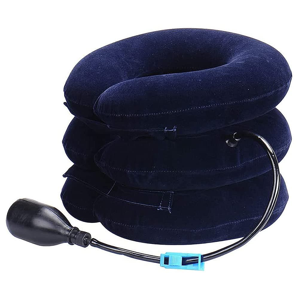 DAYONG Cervical Neck Traction Device Inflatable Adjustable Neck Collar Device,Neck Support Stretcher Relief Spine Alignment Neck Traction Pain Relief (Dark Blue)