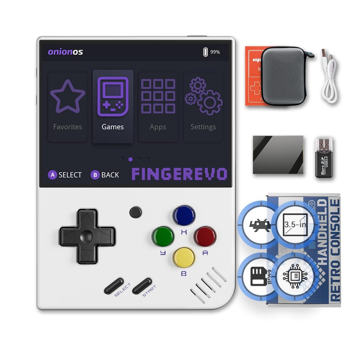 Miyoo Mini Plus OnionOS Handheld Game Console 3.5-inch 640*480 Screen 3000mAh Miyoo-mini+ with Portable Case White